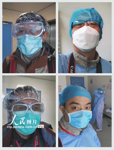 中国摄协赴湖北抗击疫情摄影小分队成员：李舸、刘宇、柴选、陈黎明（从左到右）.